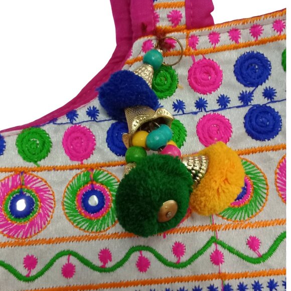 New Ethnic Handmade Indian Kutchi Embroidered Shoulder Handbag Tote Colorful - Picture 5 of 6
